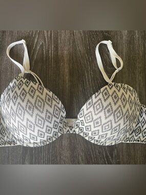Xhilaration Black and White Patterned Push-Up Bra